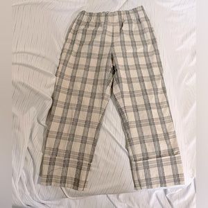 Zara Linen pull on plaid trouser. Size L
